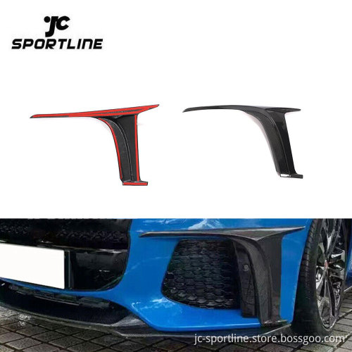 Carbon Fiber Front Bumper Splitter Air Vents Fins for Jaguar F-Type SVR 2-Door 2018-2019